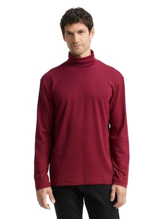 Tom Tailor Langarmshirt TOM TAILOR, Herren, Gr. XXL, cabarnet bordeaux rot, Single Jersey, Obermaterial: 95% Baumwolle, 5% Elasthan, unifarben, regular fit norma
