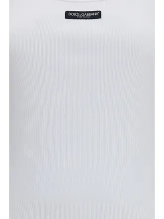 Dolce & Gabbana Ribbed Cotton Tank Top - White