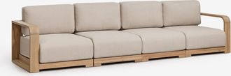 Sklum Sof&aacute; Modular De Jard&iacute;n De 4 Piezas Con Reposabrazos En Madera De Acacia Brivori Sklum