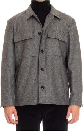 Lardini Luxueus Overshirt van Wol-Cashmere - Heren - Zomerjassen - Grijs - S - Wol - Jassen
