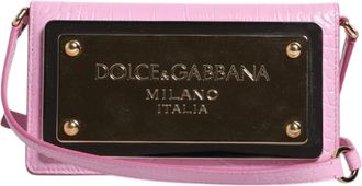 Dolce & Gabbana Pink Exotic Leather Logo Plaque Crossbody Womens Bag (Pre-Owned)