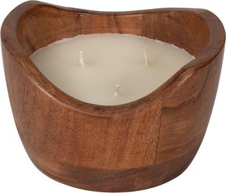 Sagebrook Home 6In 17Oz Vanilla Curvy Wood Bowl Candle