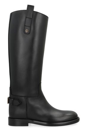 Burberry Black Solid Round Toe Boots