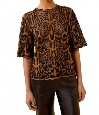 Ulla Johnson Tasia Applique Short Sleeve Top In Saffron