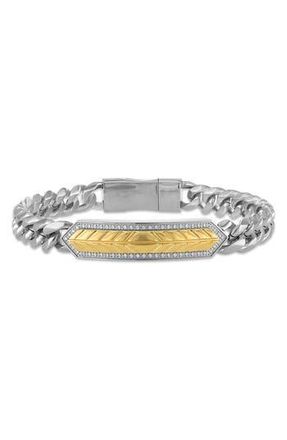 Esquire Mens Two-Tone Diamond Geometric Bar Curb Chain Bracelet in Two Tone at Nordstrom Rack, Size 8.75