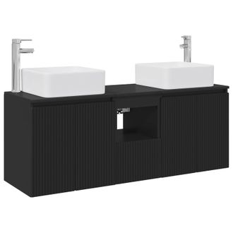 vidaXL Set Di Armadi Da Bagno 3 Pz Nero 49,5 X 41 X 63 Cm Vidaxl