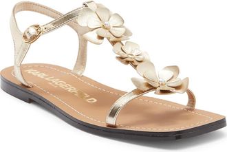 Karl Lagerfeld Margate T-Strap Sandal in White Gold at Nordstrom Rack, Size 6.5