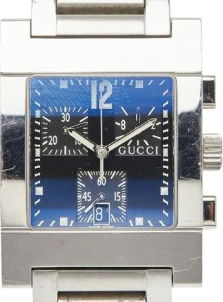 Gucci Pre-owned Watches, male, Blue, Size: ONE SIZE Pre-owned Stainless Steel Chronograph 7700