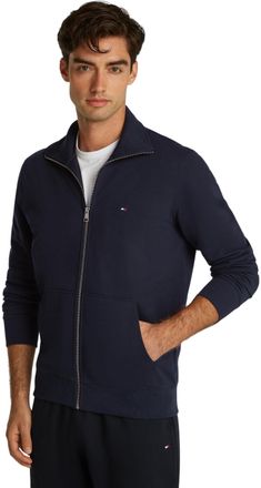 Tommy Hilfiger Mens Essential Terry Zipped Sweatshirt with Stand Collar, Blue (Desert Sky), XXL