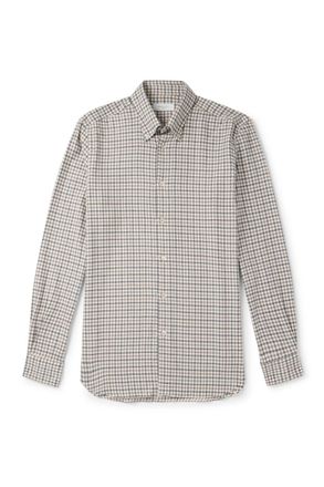 Boglioli Button-Down Collar Checked Cotton-Flannel Shirt