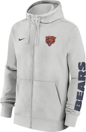 Nike Chicago Bears Club Nike Mens NFL Full-Zip Hoodie in Grey | 01NC0BB7Q-1LR