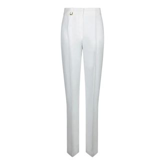 Jacquemus Slim-fit Trousers, female, White, Size: M White Trousers with Metal Ring Detail