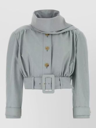 Chlo&eacute; linen blend jacket belted waist epaulettes