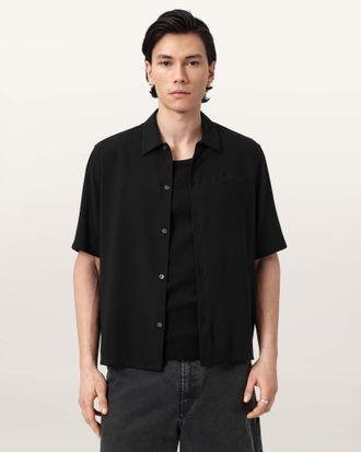 AllSaints Baron Embroidered Boxy Shirt