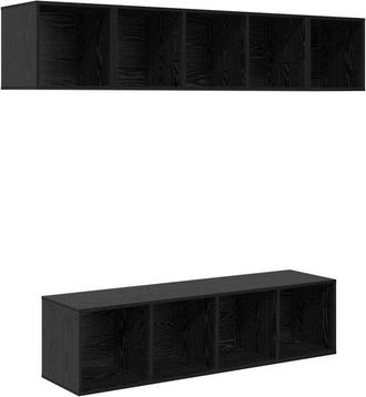 vidaXL TV Cabinet Set Wall-mounted 4 pcs Black Oak Engineered Wood vidaXL