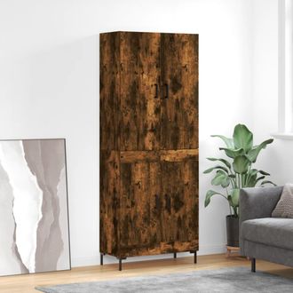 vidaXL Vidaxl - Aparador Alto Madera Contrachapada Roble Ahumado 69,5x34x180 Cm
