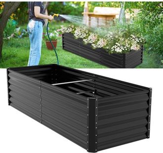 Vingo Vingo - swanew Fioriera rialzata Aiuola da giardino rialzata 240x90x60 cm piante Jardiniere Nero