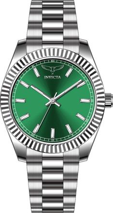 Invicta Specialty 69016 Herenhorloge - Quartz Uurwerk - Roestvrij Staal met Groene Wijzerplaat - 40 mm