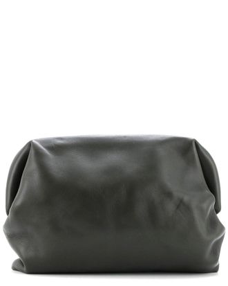 Bottega Veneta Green Leather Pochette Clutch Large (Authentic Pre-Loved)