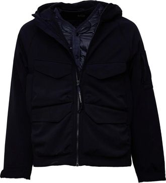 C.P. Company Gewatteerde jas met capuchon - Heren - Winterjassen - Blauw - S - Leer - Jassen