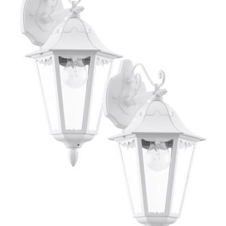 Loops 2 PACK IP44 Outdoor Wall Light White Traditional Lantern 60W E27 Porch Lamp