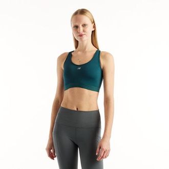 New Balance Donna NB Essential Run Bra in Verde, Maglia di Poliestere, Taglia XS