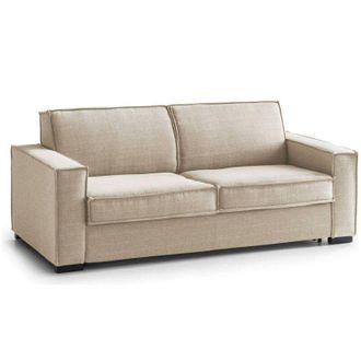 Talamo Italia Divano fisso Sole, Divano a 2 posti Large, 100% Made in Italy, Sof&agrave; Soggiorno in tessuto, con Braccioli slim, Cm 180x95h90, Beige, con imballo