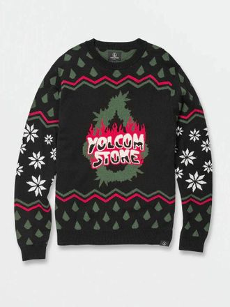 Volcom Holi Dazed Sweater Mens Multicolor Knitted Printed Pullover RED460