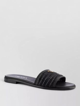 Prada flat sole open toe textured strap slides