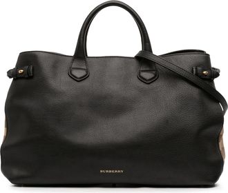Burberry Pre-owned Womens Large Leather And House Check Banner Satchel - Black - One Size