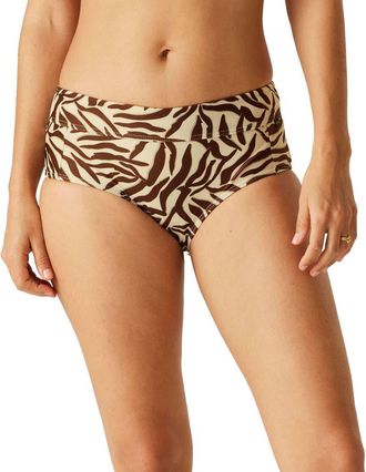 Regatta Paloma Zebra Print Swim Briefs in Light Brown And Dark Brown at Nordstrom, Size 14