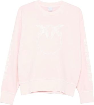 Pinko T-shirt in cotone con logo ricamato - Rosa