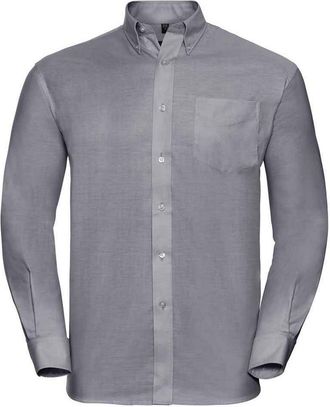 Russell Athletic Russell Collection Heren Oxford Easy-Care Formeel Overhemd Met Lange Mouwen (Zilver)