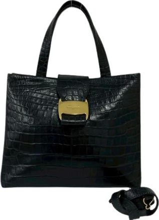 Ferragamo Pre-owned Handbags, female, Black, Size: ONE SIZE Pre-owned Leather 2way Shoulder Bag (Vara)