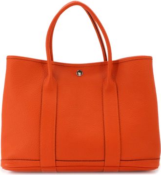 Herm&egrave;s Feu Orange Country Leather Handbag Tote Bag (Pre-Owned)
