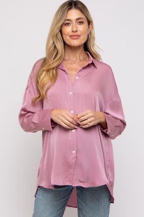 Pinkblush Striped Button Up Top in Mauve at Nordstrom, Size X-Large