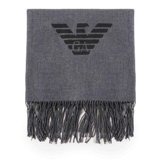 Emporio Armani Fringed Scarf With Eagle Print