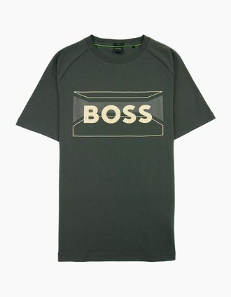 HUGO BOSS Mens Hugo Boss Tee 2 Artwork Logo T Shirt Green 379 - Size: 46