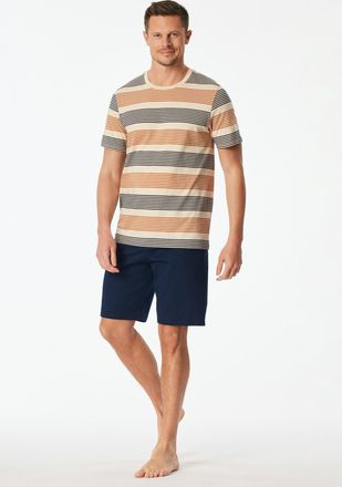 Schiesser Shorty SCHIESSER Casual Nightwear, Herren, Gr. 48, 604, gelb, Single Jersey, Obermaterial: 100% Baumwolle, bequem kurz, Rundhals, Homewear-Sets Shorty