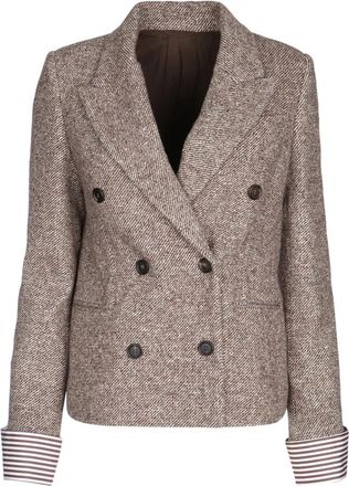 Brunello Cucinelli Jasje in pakstijl - Dames - Blazers - Bruin - M - Jassen