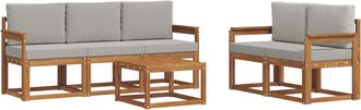 vidaXL Conjunto De Sof&aacute;s De Exterior 6 Uds. Gris Natural Y Claro Vidaxl