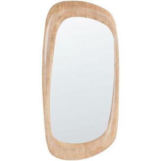 Beliani Beliani - Specchio da parete decorativo in legno di caucci&ugrave; 120 x 57 cm stile retr&ograve; decorazione asimmetrica marrone Trizay