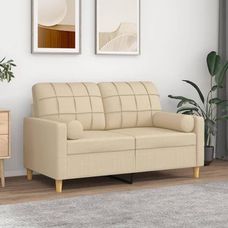 vidaXL Sof&aacute; De 2 Plazas Con Cojines Tela Color Crema 120 Cm Vidaxl