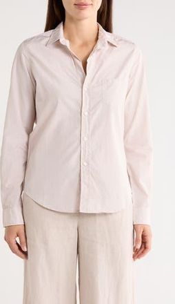 Frank & Eileen Tailored Cotton Button-Up Shirt in Tan Mini White Stripe at Nordstrom Rack, Size Xx-Small