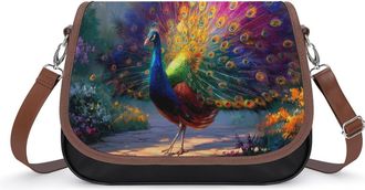 Generic Majestic Peacock Small Womens Crossbody Bags Shoulder Handbag with Adjustable Strap for Travel