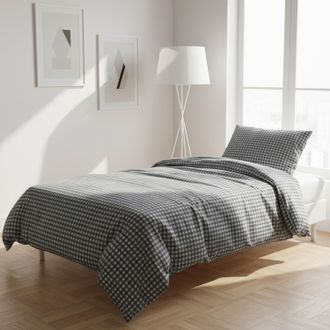 KASANOVA Parure copripiumino singolo quadretti grigio Young