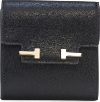 Tom Ford Double T Leather Card Holder in Black at Nordstrom