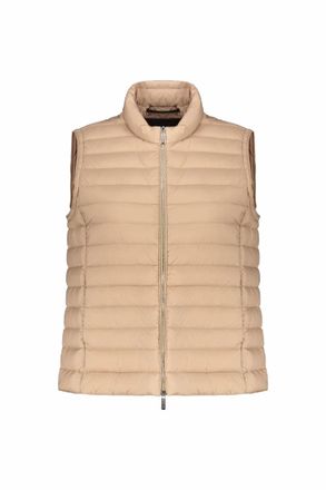 Moorer Womens Oprah Sleeveless Vest In Tan