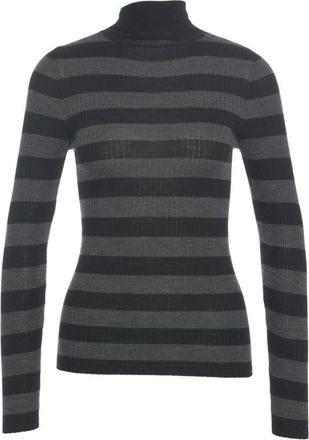 Majestic Filatures Geribbelde Gebreide Coltrui Grigio - Dames - Coltruien - Grijs - L - Truien & Vesten