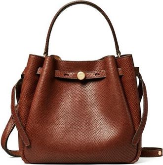 Tory Burch Romy Snake Embossed Leather Bucket Bag in Sweet Maple at Nordstrom